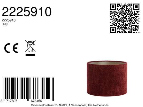 Cilindervormige lampenkap in rood Light & Living Ruby - Ø 25 cm - Image 9