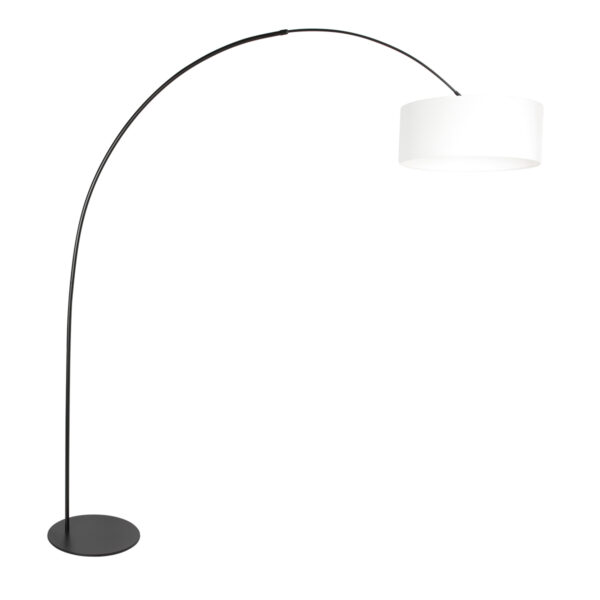 Booglamp zwart met witte stoffen kap Anne Lighting Curve