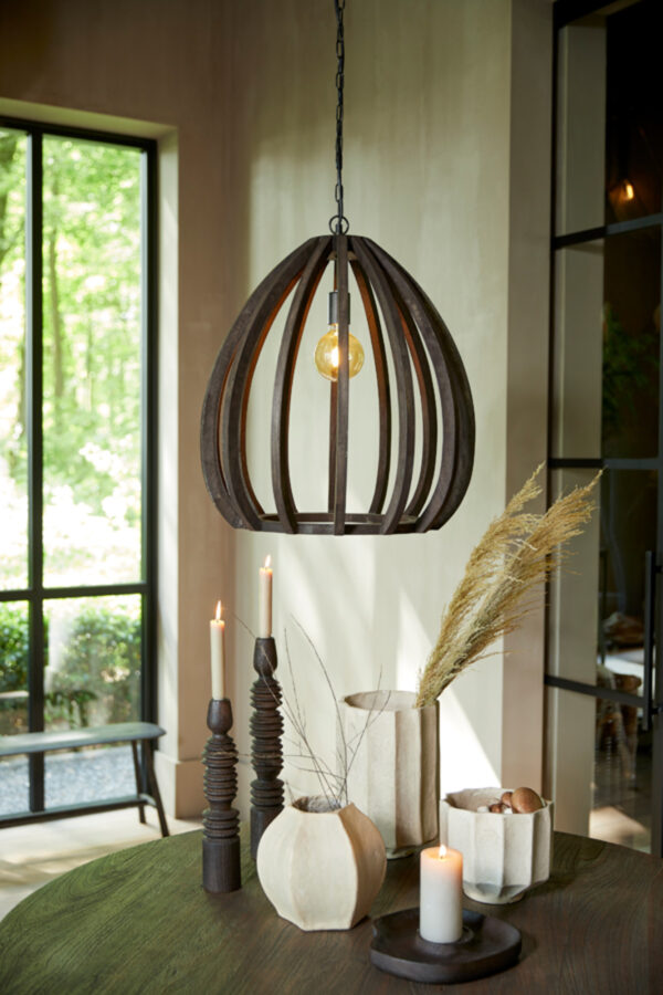 Open houten frame hanglamp Light & Living Barsia - Ø 50 cm - Image 4