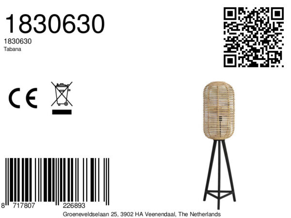 Rieten vloerlamp op statief Light & Living Tabana – H 140 cm - Image 4