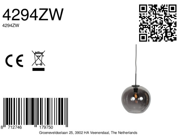 Hanglamp met zwarte rookglazen bol Mexlite HaloSwap - Ø 30 cm - Image 11
