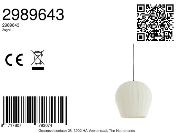Witte stoffen hanglamp met elegante kap Light & Living Zagori - Ø 44 cm - Image 6
