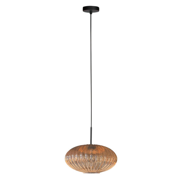 Amberkleurige hanglamp klassiek ribbelglas Mexlite HaloSwap - Ø 30 cm - Image 2