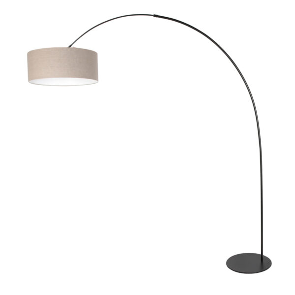 Zwarte booglamp met klassieke grijze kap Anne Lighting Curve - Image 2