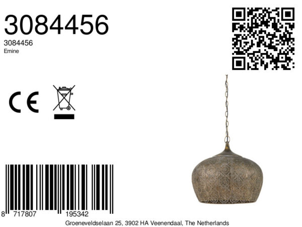 Bronskleurige geperforeerde metalen hanglamp Light & Living Emine - Ø 43,5 cm - Image 10