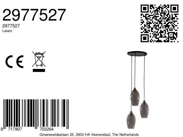 Glazen hanglamp met drie lichtpunten Light & Living Lukaro - B 35 cm - Image 7