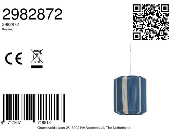 Blauw-witte hanglamp met stroken textiel Light & Living Kozana - Ø 48 cm - Image 7
