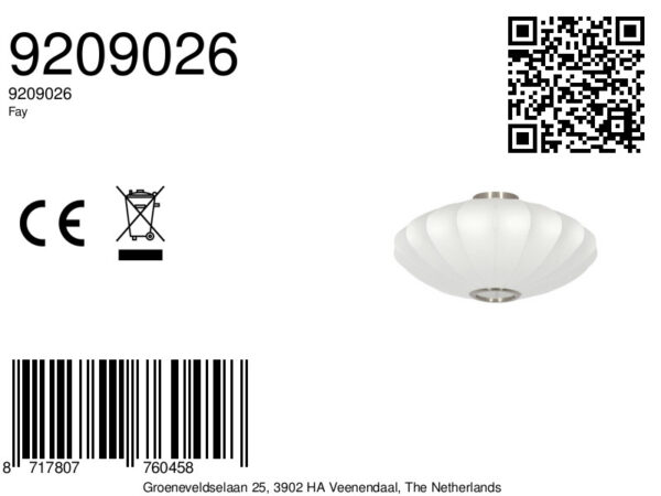Plafondlamp ovaal van witte stof Light & Living Fay – B 50 cm - Image 8