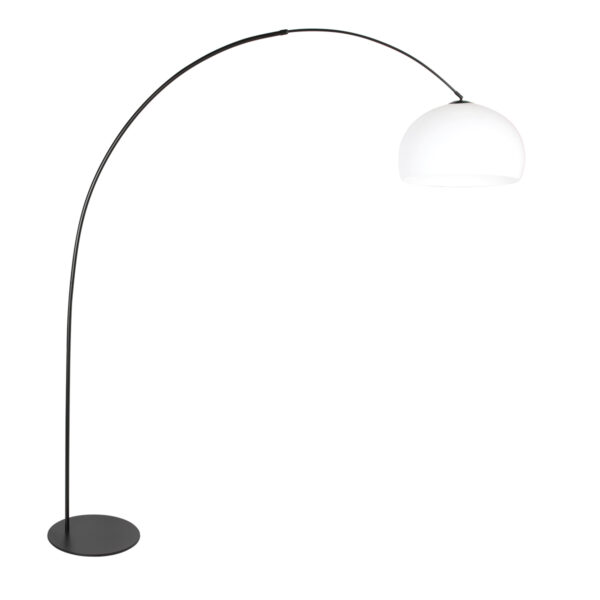 Traditionele zwarte booglamp met witte kap Anne Lighting Curve