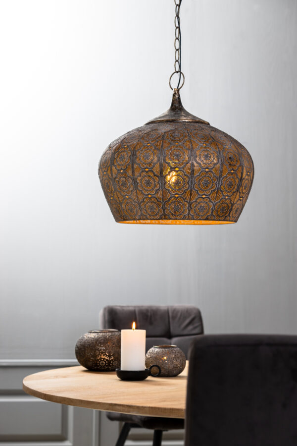 Bronskleurige geperforeerde metalen hanglamp Light & Living Emine - Ø 43,5 cm - Image 5