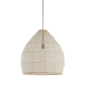 Beige grof geweven hanglamp met rotan look Light & Living Makassar - Ø 50 cm