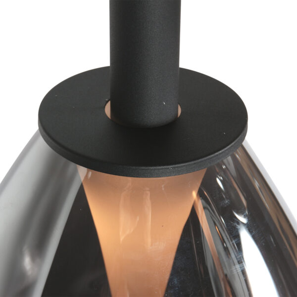 Slanke zwarte hanglamp met smoke glas Steinhauer Glimsy - Ø 14,50 cm - Image 5