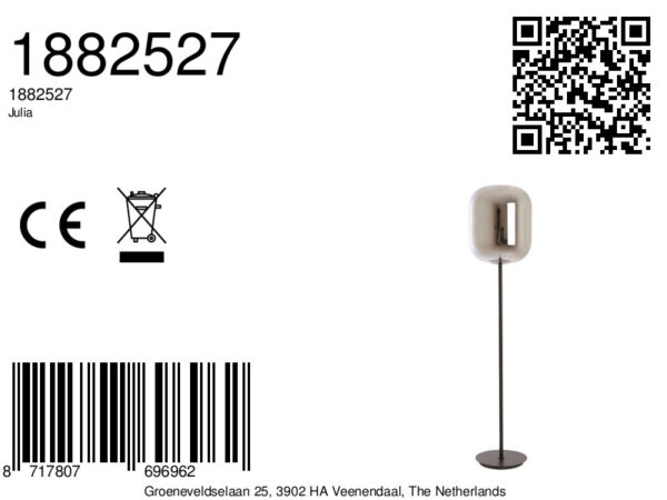 Eenvoudige vloerlamp met rookglazen kap Light & Living Julia - H 160 cm - Image 7