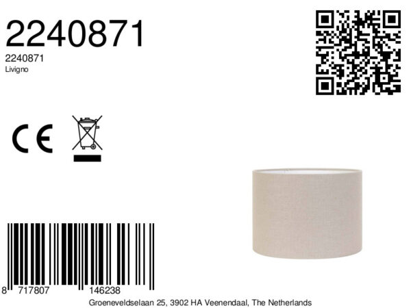 Beige gekleurde Cilindervormige lampenkap Light & Living Livigno - Ø 40 cm - Image 4