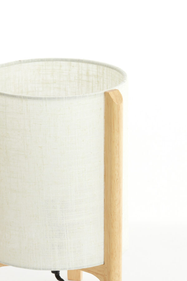 Crèmekleurige ronde tafellamp met hout Light & Living Litto - H 33 cm - Image 4