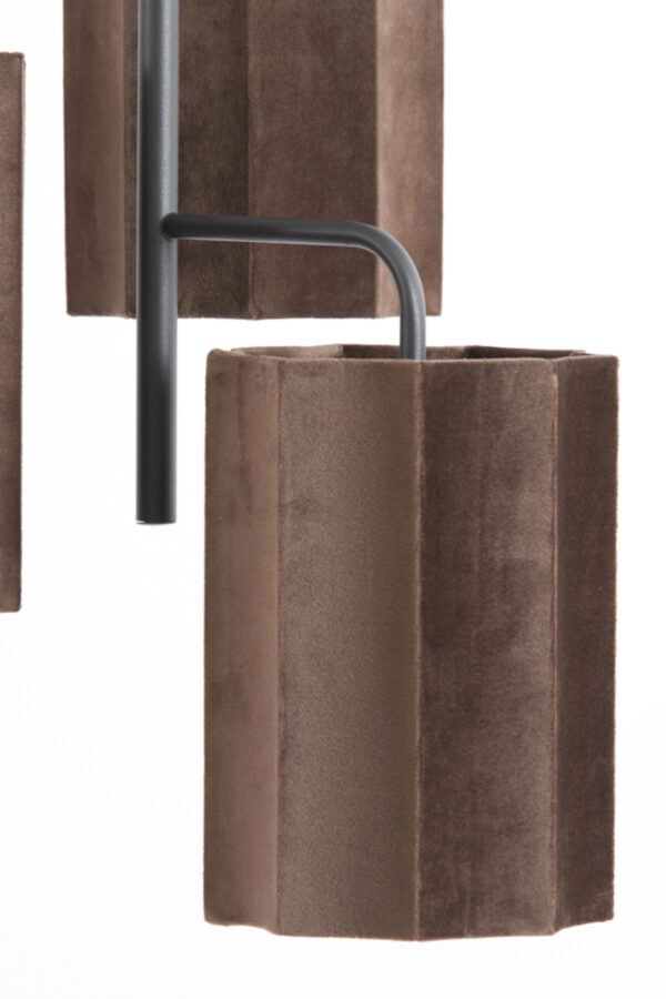 Fluwelen bruine hanglamp Light & Living Edisa - B 48 cm - Image 3