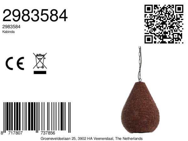 Hanglamp met bruine kralen Light & Living Kabinda - Ø 40 cm - Image 3