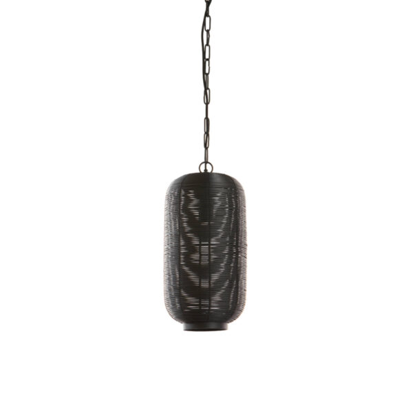 Zwarte rotan hanglamp met natuurlijk vlechtwerk Light & Living Tomek - Ø 21 cm