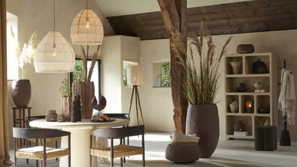 Beige grof geweven hanglamp met rotan look Light & Living Makassar - Ø 50 cm - Image 4