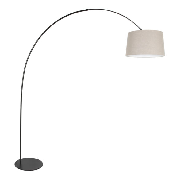 Simpele booglamp zwart met grijze kap Anne Lighting Curve