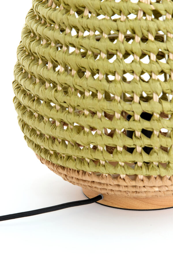 Gevlochten tafellamp groen-beige Light & Living Kalipa - H 34,5 cm - Image 5