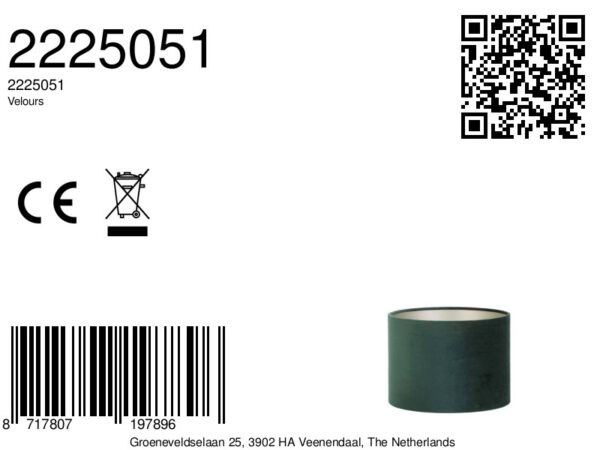 Cilindervormige groene lampenkap voor jouw interieur Light & Living Velours - Ø 25 cm - Image 10