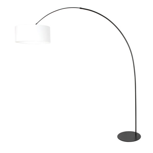 Traditionele booglamp zwart met witte kap Anne Lighting Curve - Image 2