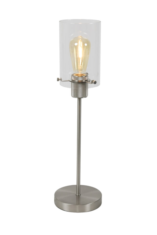 Staalkleurige tafellamp cilinder glas Light & Living Vancouver - H 56,5 cm - Image 4