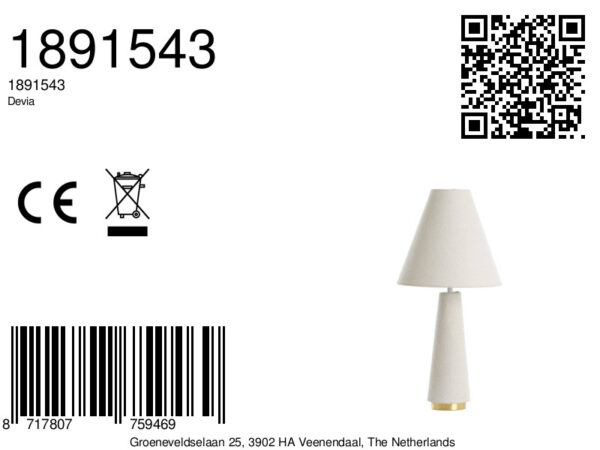 Witte vintage tafellamp met kap Light & Living Devia - H 61 cm - Image 6