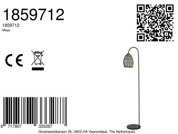 Zwart metalen staande lamp met draadkap Light & Living Meya - H 172 cm - Image 9