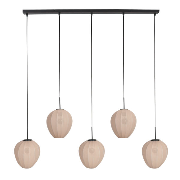 Japandi hanglamp met crèmekleurige textiele kappen Mexlite HaloSwap - Image 2