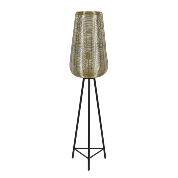 Geweven goudkleurige vloerlamp Light & Living Adeta – H 147 cm