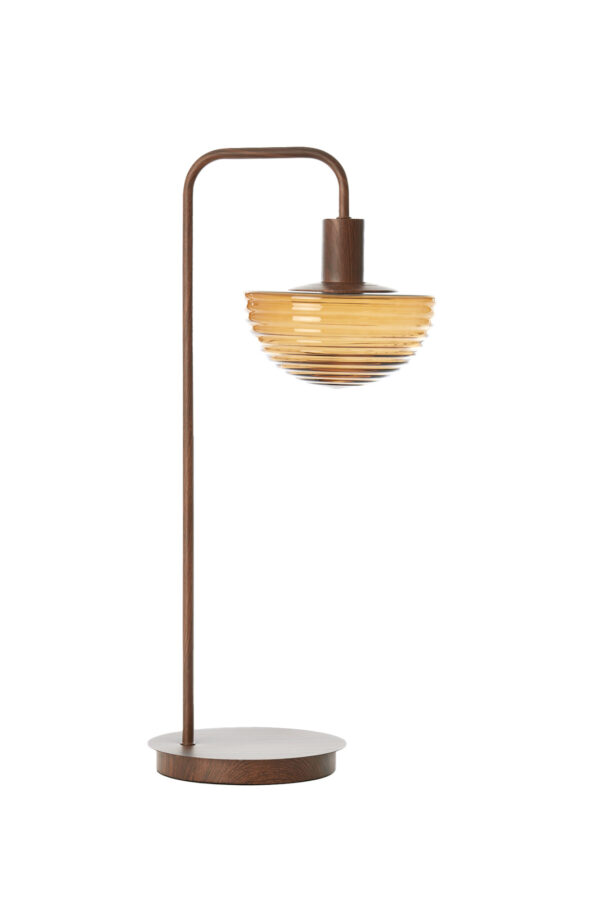Vintage tafellamp met ambeurkleurig glas Light & Living Baylie - H 61 cm - Image 2