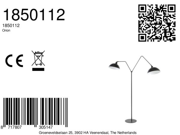 Staande dubbele lamp metaal zwart Light & Living Orion - H 180 cm - Image 10