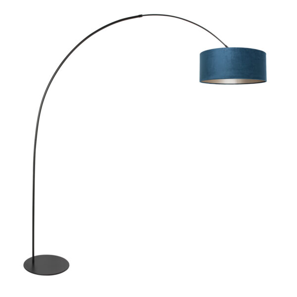 Staande booglamp zwart met blauwe kap Anne Lighting Curve