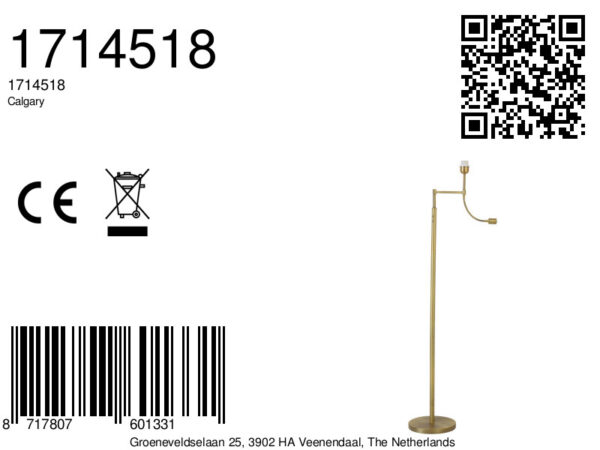 Goudkleurige vloerlamp frame Light & Living Calgary - H 138 cm - Image 8