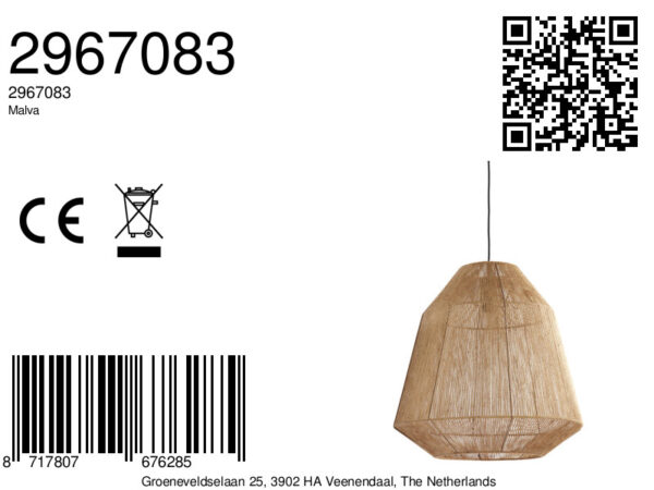 Rieten hanglamp naturel tint Light & Living Malva - Ø 60 cm - Image 9