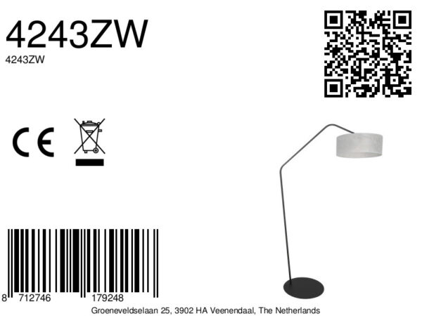 Moderne booglamp zwart zilveren kap Anne Lighting ZigZag - Image 14