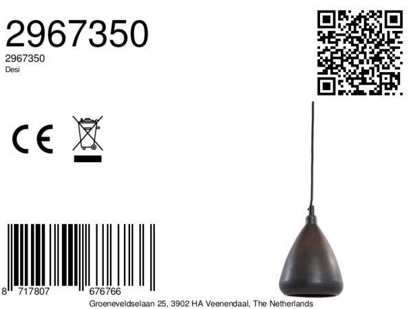 Zwarte metalen hanglamp strak design Light & Living Desi - Ø 18 cm - Image 8