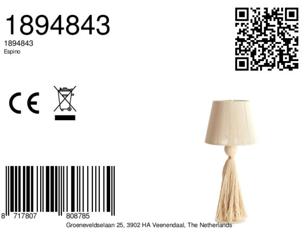 Beige stoffen schemerlamp kwast Light & Living Espino - H 58 cm - Image 6