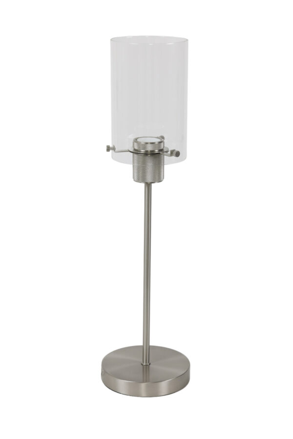 Staalkleurige tafellamp cilinder glas Light & Living Vancouver - H 56,5 cm - Image 3