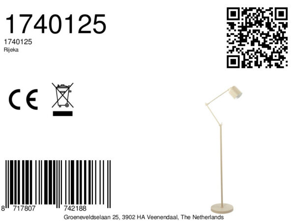 Moderne crèmekleurige vloerlamp Light & Living Rijeka - H 150 cm - Image 8
