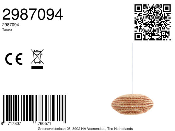 Natuurlijke rotan hanglamp stijlvol Light & Living Tawela - Ø 59,5 cm - Image 7