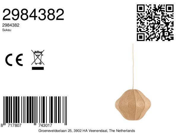Beige papieren hanglamp in zachte vorm Light & Living Sukau - Ø 38 cm - Image 8