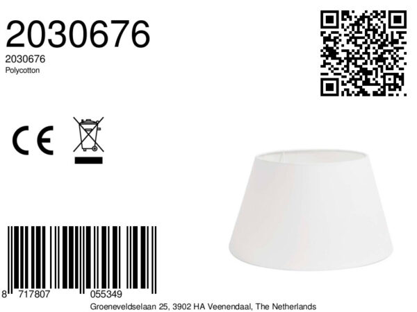 Witte kegelvormige lampenkap Light & Living Polycotton - Ø 19 cm - Image 3