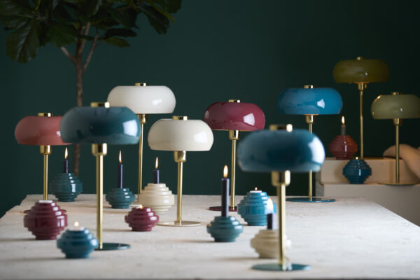Turquoise bureaulamp met gouden staaf Light & Living Surin - H 47 cm - Image 4