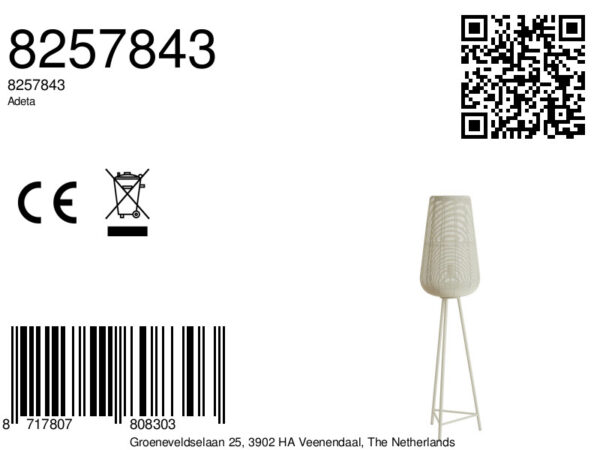 Witte metalen vloerlamp in modern design Light & Living Adeta – H 147 cm - Image 6