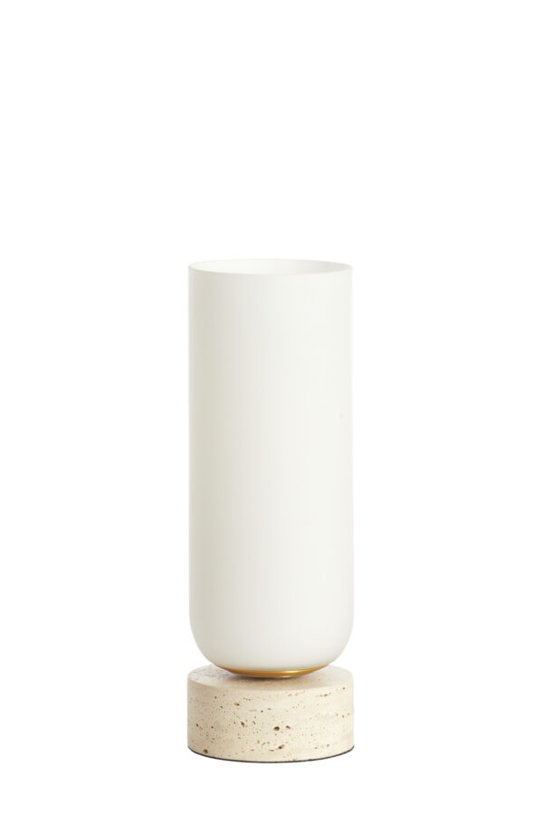 Cilindervormige witte lampenkap op marmeren voet & Living Rylano - H 35 cm - Image 2