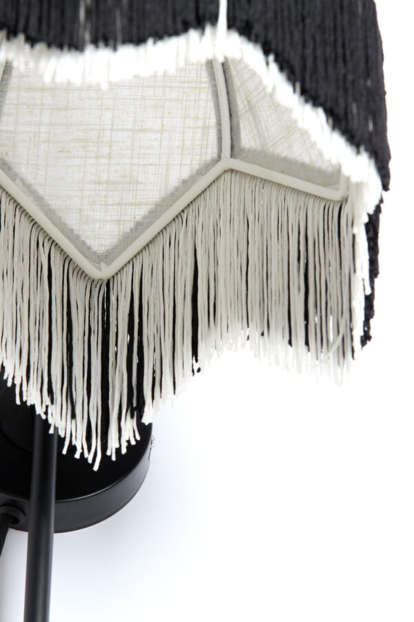 Zwart-witte franjes lampenkap Light & Living Sulina - H 47 cm - Image 7
