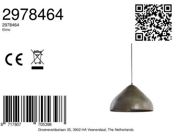 Conische metalen hanglamp zwart Light & Living Elimo - Ø 40 cm - Image 8